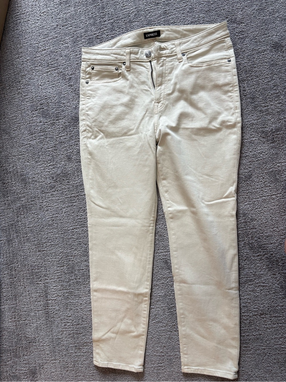 Express Cream Slim Ankle Jeans